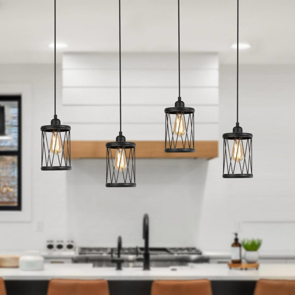 LNC Modern 1-Light Brushed Black Pendant, Kitchen Island Light