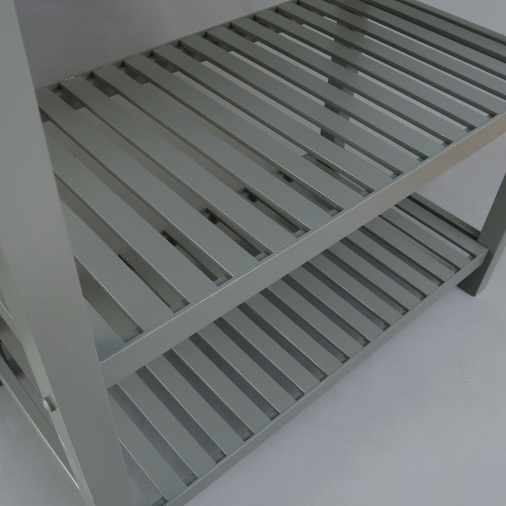 Kitchen Island With Solid Wood Top, Grey