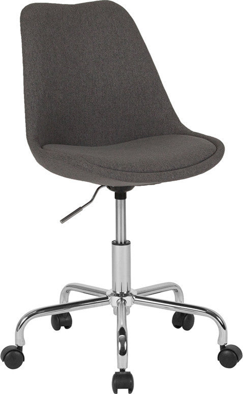 Mid, Back Dark Gray Fabric Task Chair With Pneumatic Lift and Chrome Base