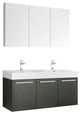 Vista 60" Black Wall Hung Double Sink Modern Bathroom Vanity, FFT3111CH