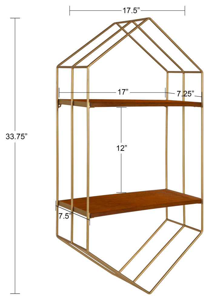 Lora Mid-Century Wall Shelf, Walnut Brown 18x34