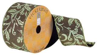 2.5"x10Yd Green Divet Filigree Pattern