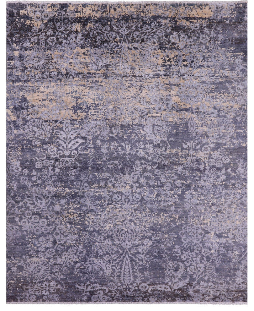 8' 2" X 10' 0" Wool and Silk Modern Handmade Rug Q10324