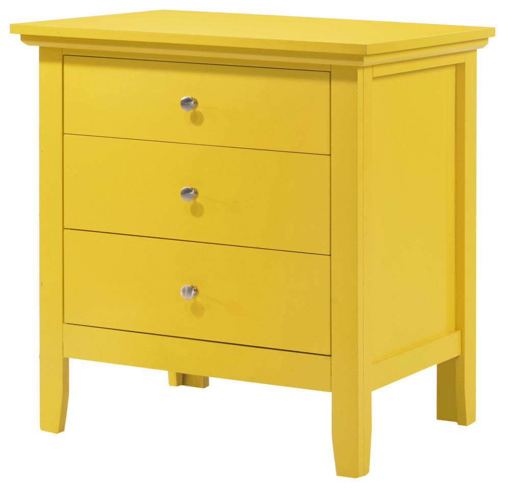 Whitley 3-Drawer Nightstand, Yellow