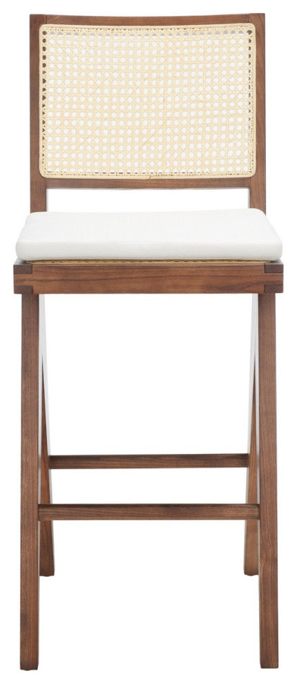 Safavieh Couture Colette Rattan Barstool, Walnut/Natural