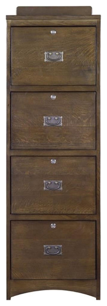 Mission Quarter Sawn White Oak 4 Drawer File Cabinet, Walnut
