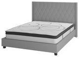 Riverdale Tufted Platform Bed,10 " CertiPUR-US Certified Pocket Spring Mattress, Light Gray, King