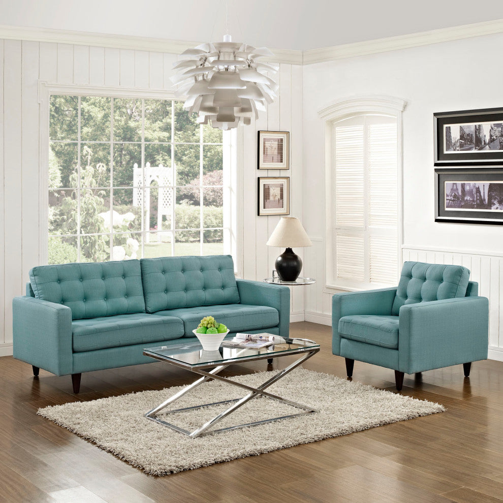 Modern Laguna Empress Armchair and Sofa, 2-Piece Set