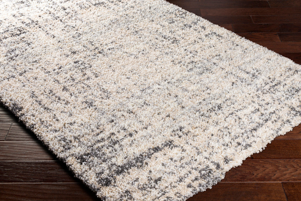 Surya Eskimo Shag ESG-2300 Machine Woven Area Rug, Black, 7'10" x 10'