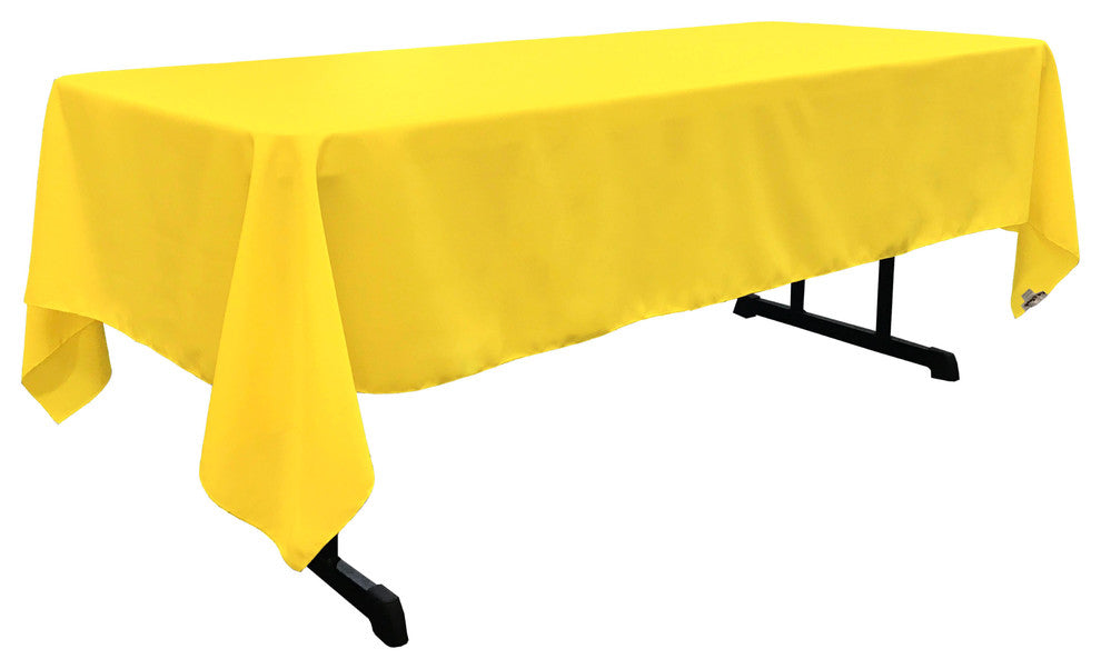 LA Linen Rectangular  Polyester Poplin Tablecloth, Light Yellow, 60"x126"