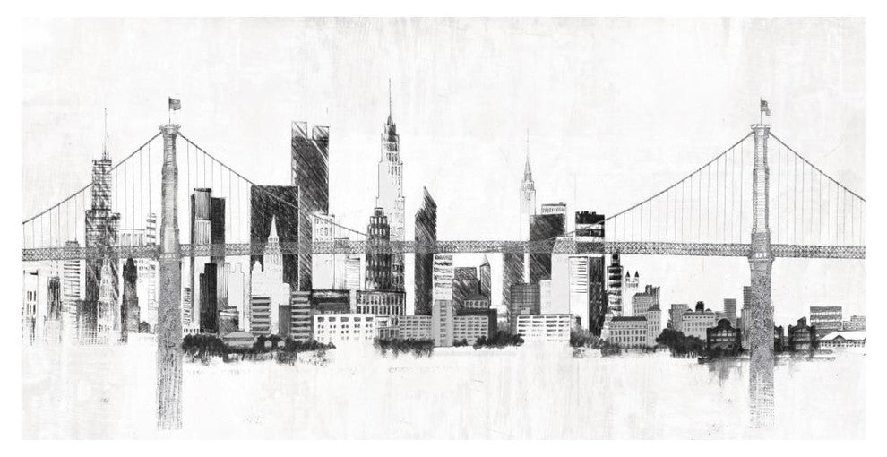 "Bridge and Skyline Silver" Digital Paper Print by Avery Tillmon, 26"x14"