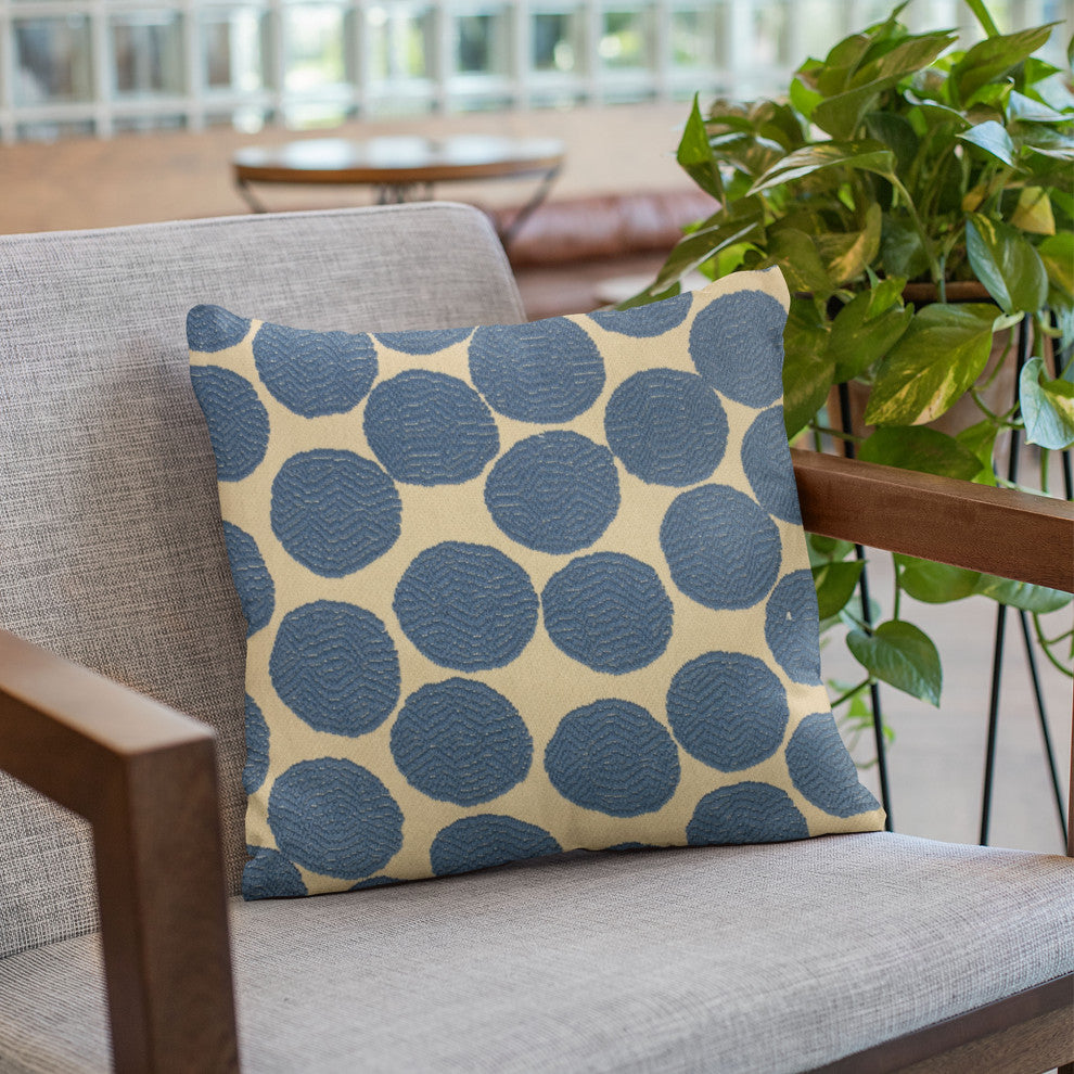 Plutus Blue Spotty Dot Luxury Throw Pillow, 24"x24"