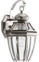 New Haven 1-Light Outdoor Small Wall Lanter Brushed Nickel Clear Beveled Glass