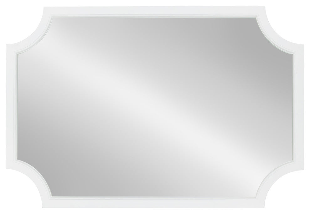 Kate and Laurel, Hogan Wood Framed Mirror With Scallop Corners, 24 x 36", White