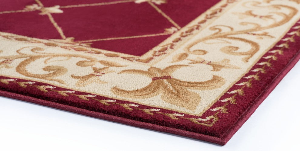 Orleans Traditional Border Area Rug, Red, 2' X 3'