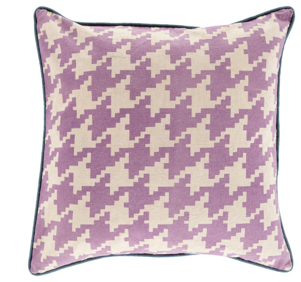 Surya Houndstooth SY-039 18"x18" Pillow Kit, Mauve/Khaki/Navy
