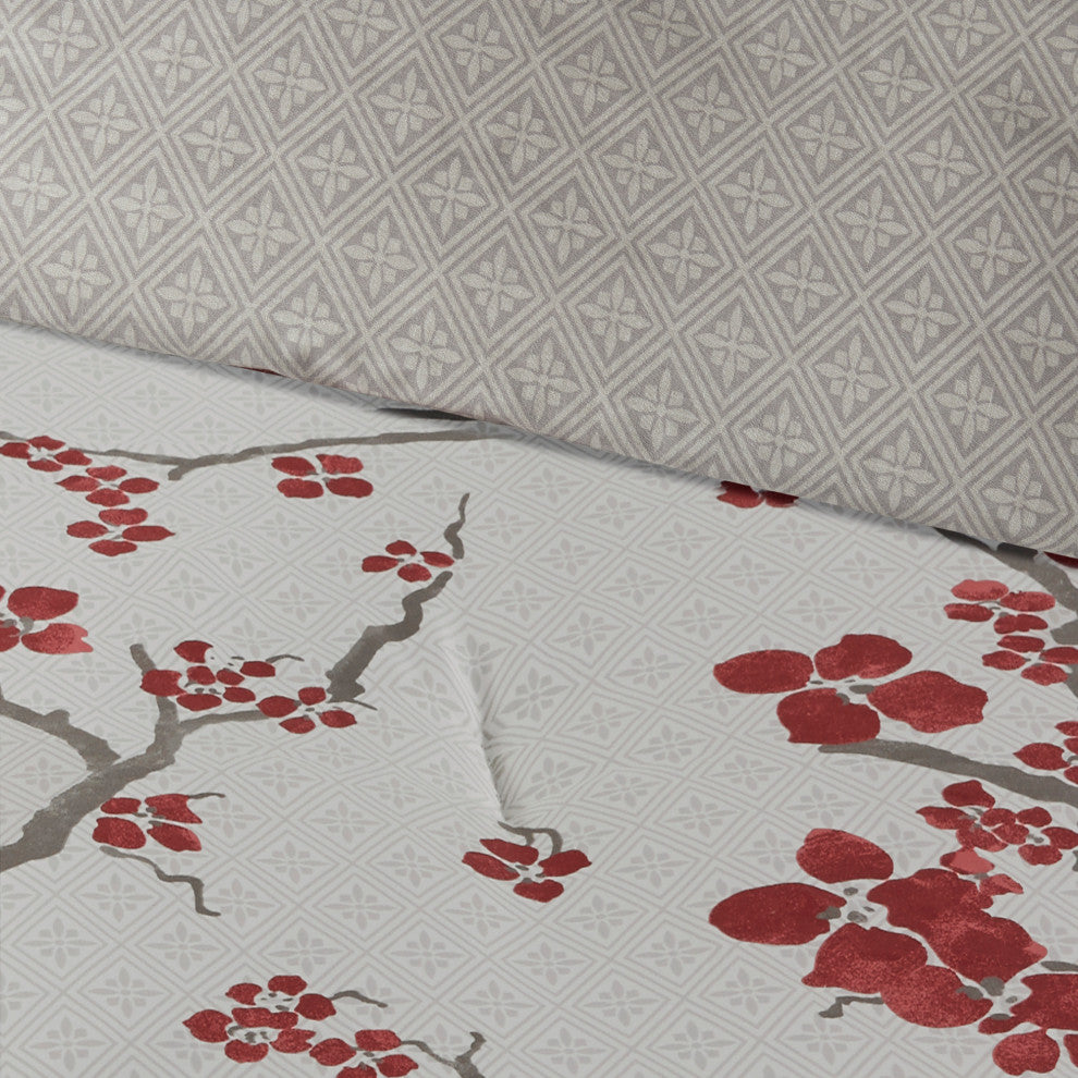 N Natori Sateen Printed Comforter Set, Queen