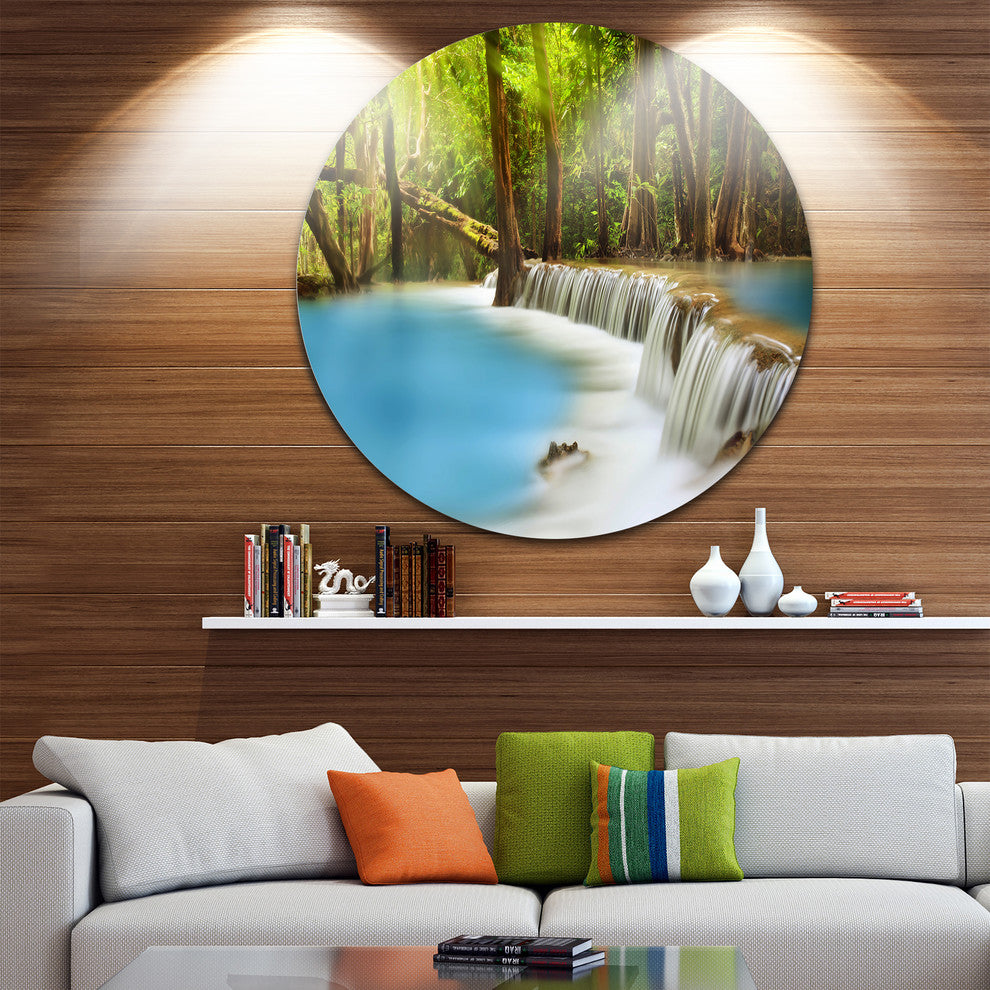 Huai Mae Kamin Waterfall, Photography Round Wall Art, 11"