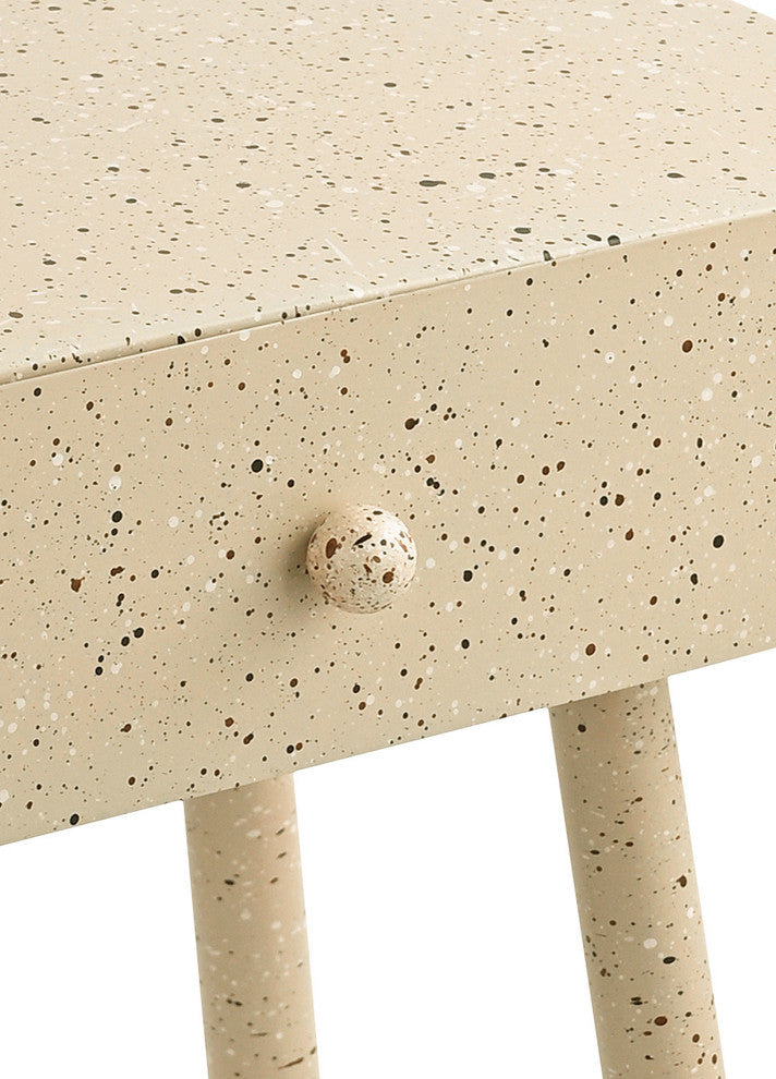 Rylan Iron Night Stand, Beige, Terrazzo