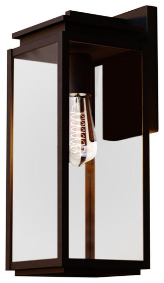 Uptown 1-Light Matte Black Transitional Outdoor Wall Lantern Clear Glass, 6"wx15.75"hx7"d