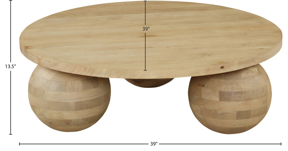 Spherical Coffee Table, Natural, Acacia Wood