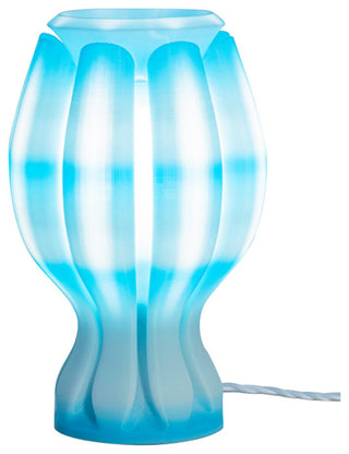 Flower 13" Tropical Plant-Based PLA Dimmable LED Table Lamp, Blue/White