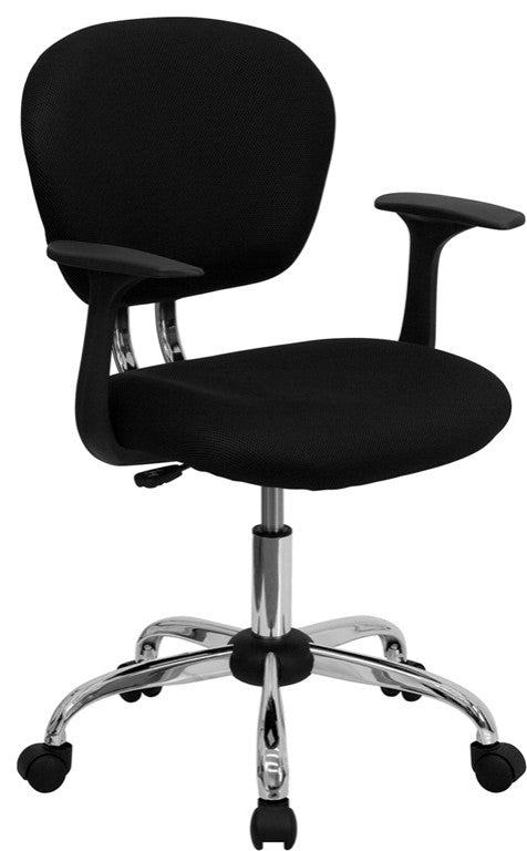 Flash Furniture Mid-Back Black Mesh Task Chair With Arms and Chrome