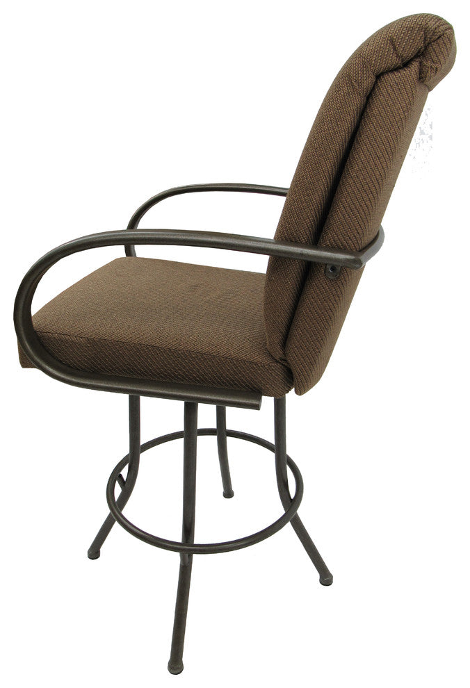 Swivel Bar Stool Metal Frame 30", Sanora Brown, Brown Frame