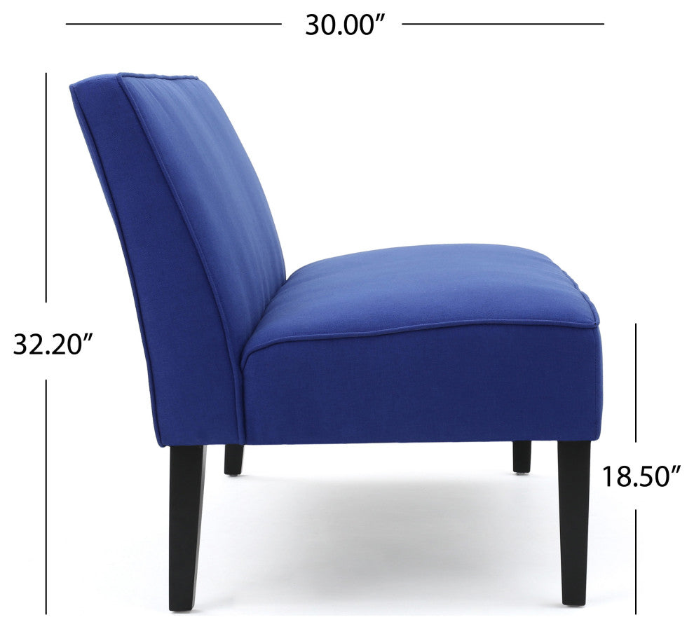 GDF Studio Charlotte Modern Simple Elegant Fabric Loveseat, Royal Blue