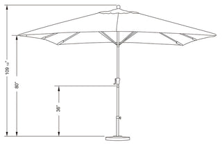11'x8' Rectangular Aluminum Umbrella Bronze, Black