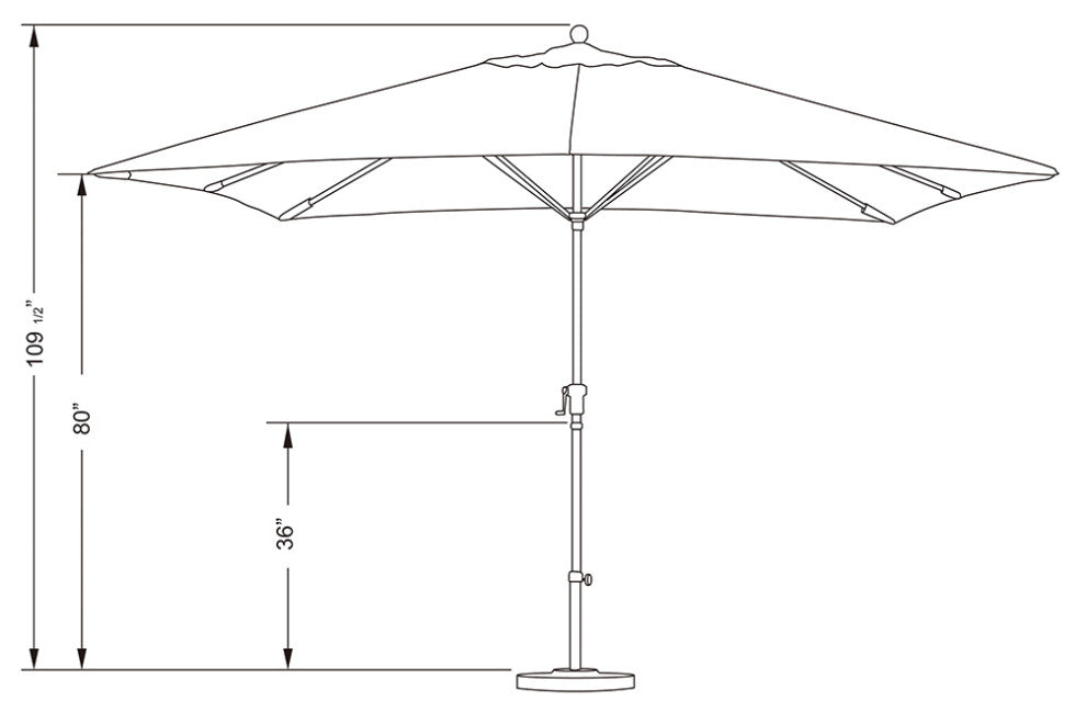 11'x8' Rectangular Aluminum Umbrella Bronze, Black