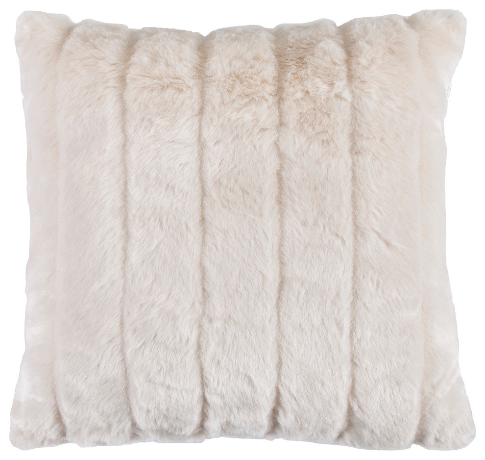 Oversized White Mink Pillow, 22"x22" White