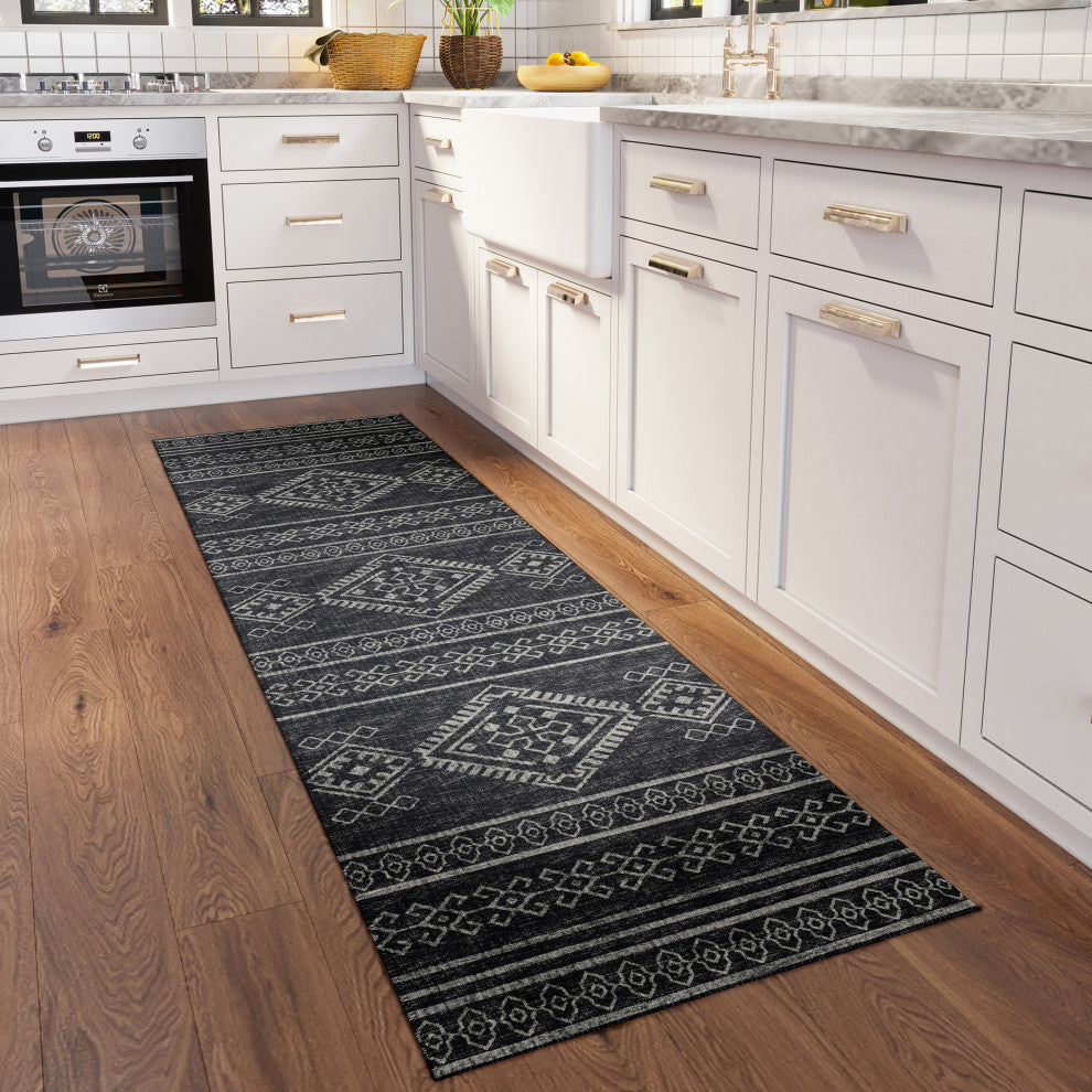 Indoor/Outdoor Sedona SN14 Midnight Machine Washable 2'3" x 7'6" Runner Rug
