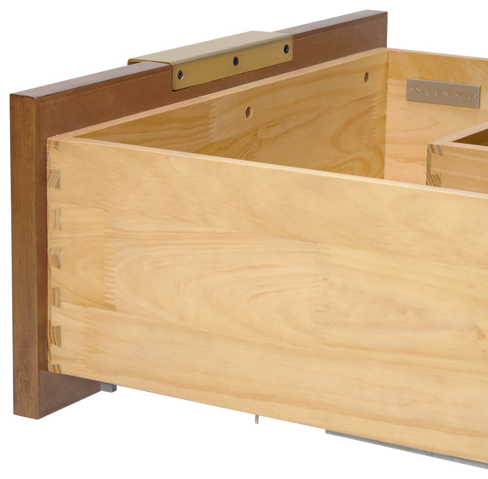 Diamond 24" Bath Vanity, Walnut/Satin Brass, 24", White Quartz Top
