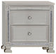 2 Drawer Wooden Night Stand, Contemporary Style, Silver