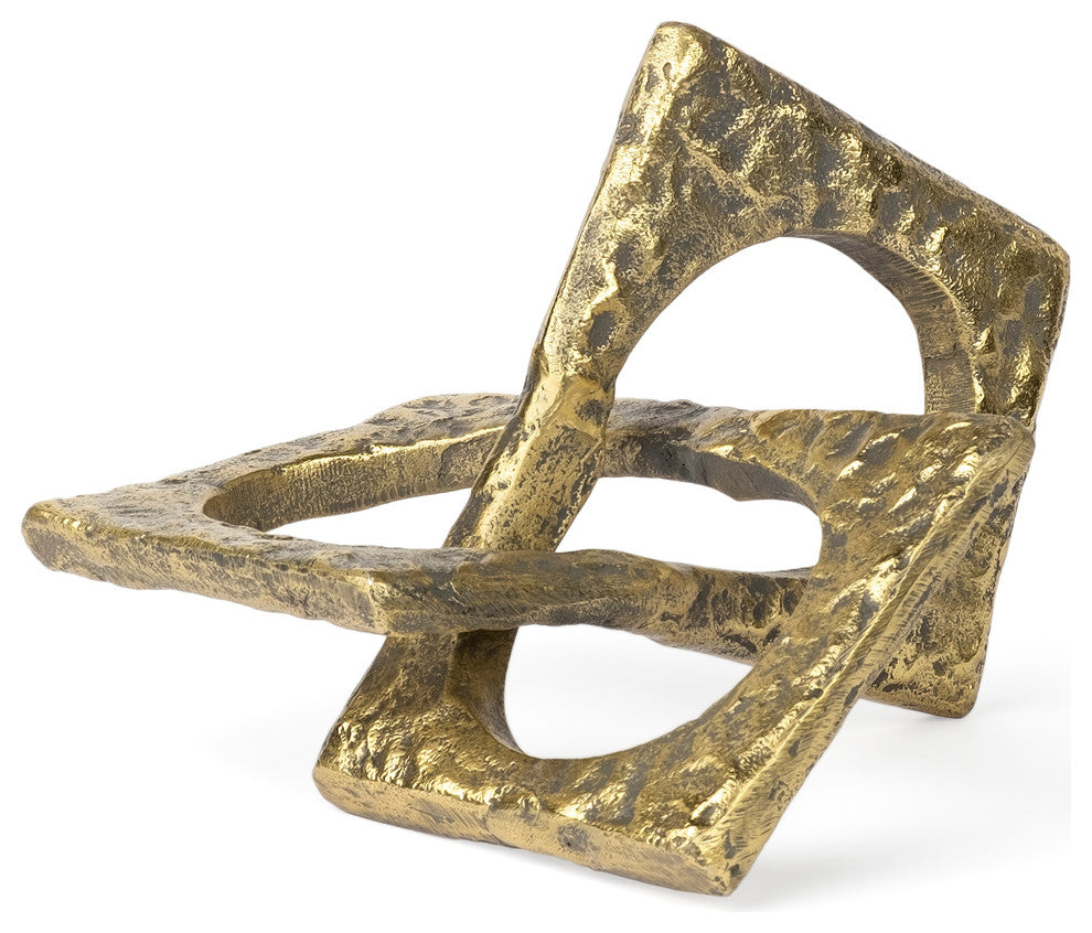 Delaunay I (Large) 10L X9W Gold Hammered Metal Interlinked Patterned Object