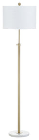 June Adjustable Metal/Marble LED Floor Lamp, Brass Gold/White