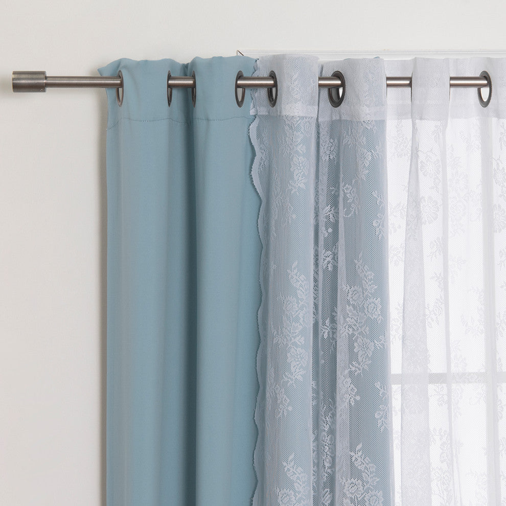 Rose Sheers and Blackout Curtains, Ocean, 52"x96"