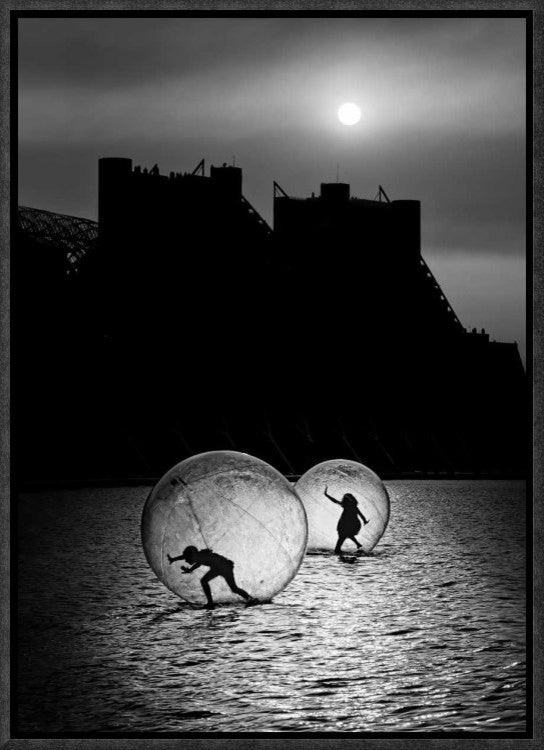 "Games In A Bubble" Framed Canvas Giclee by Juan Luis Duran, 12x17"
