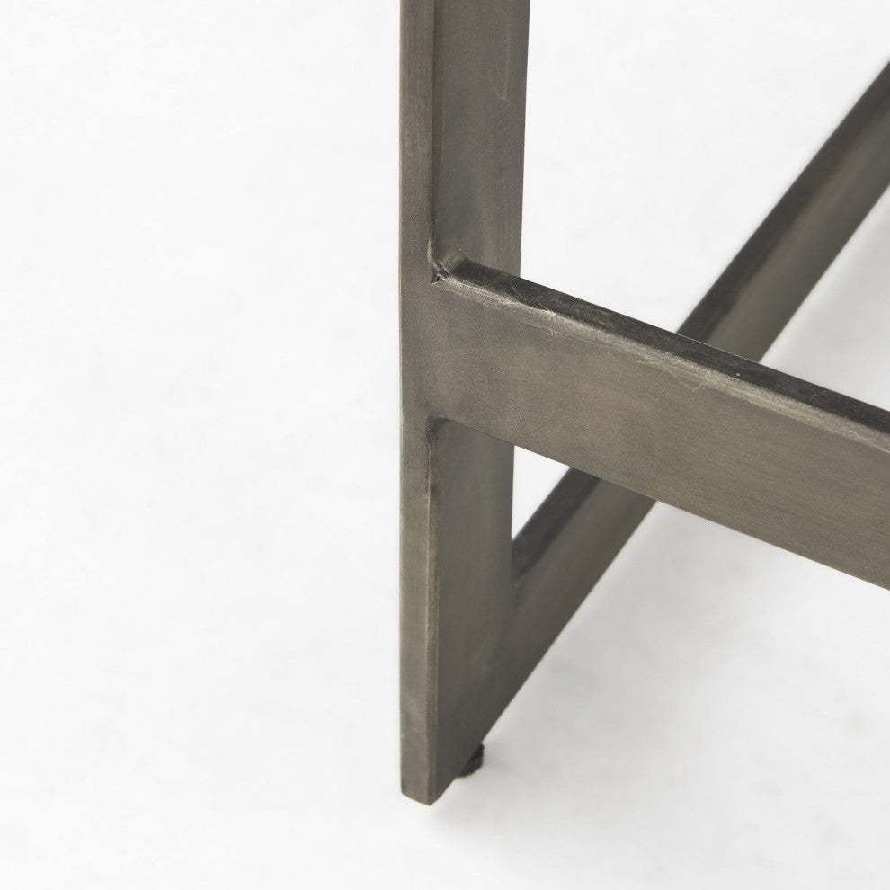 26" Warm Brown Cheeky Wood and Metal Counter Stool