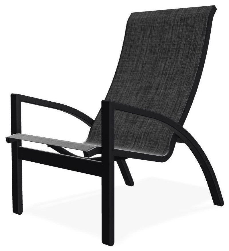 Kendall Sling Stackable Outdoor Lounge Chair, Augustine Shadow/Black