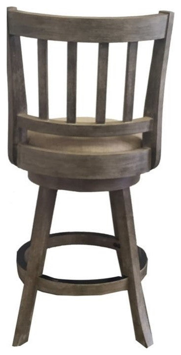 Boraam Wood Sheldon Swivel Counter Stool in Driftwood Wire-Brush and Oatmeal