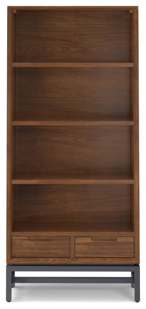Banting Solid Hardwood Mid Century Bookcase, Walnut Veneer