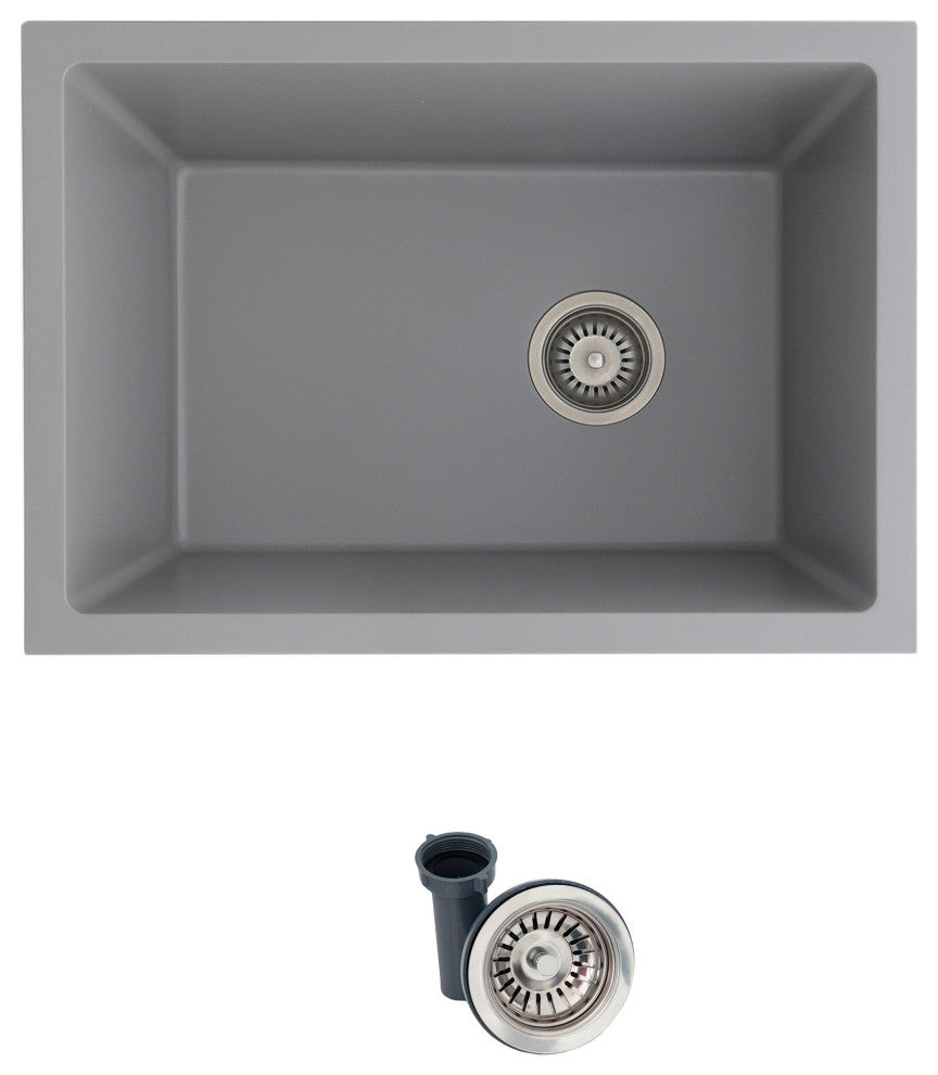 25 inch Dual Mount Single Bowl Gray Granite Laundry Sink S-825L