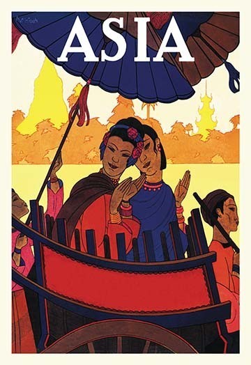 Burma-The Golden Landscape with Title- Gallery Wrapped Canvas Art 28" x 42"