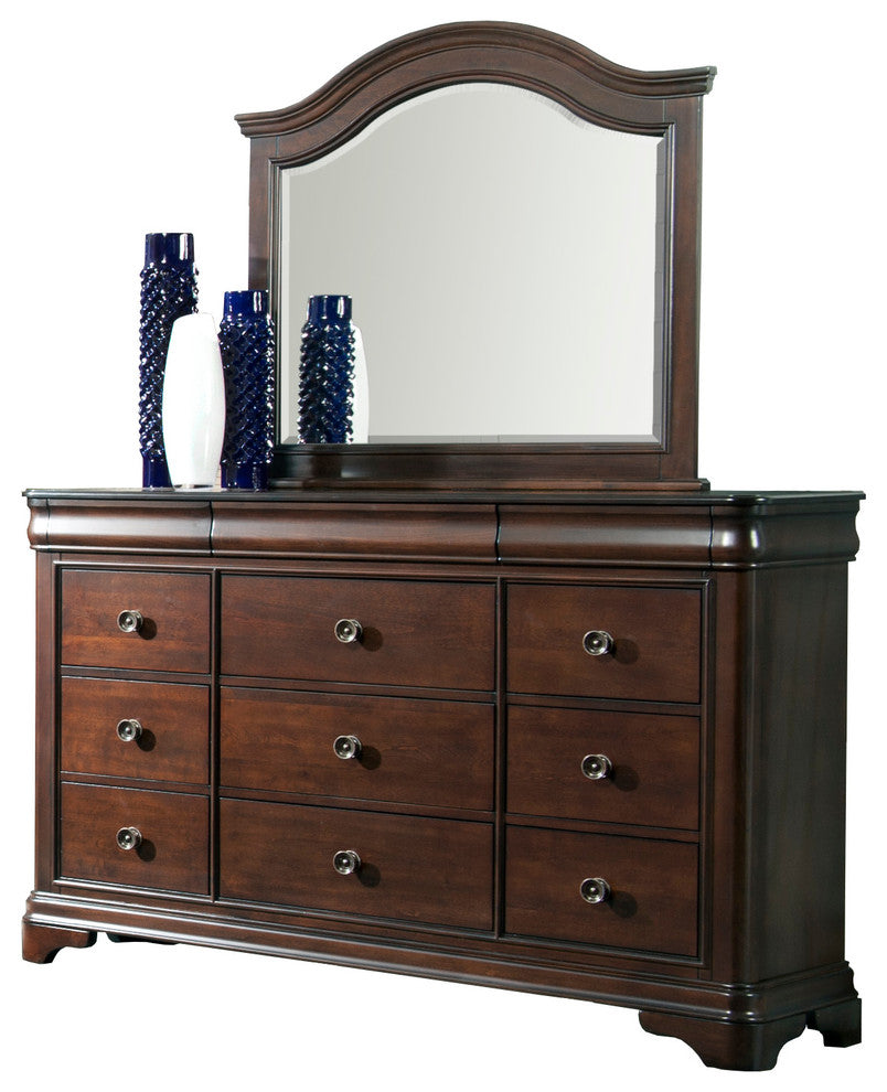 Conley 4 Piece Sleigh Bed Set, Cherry, Queen