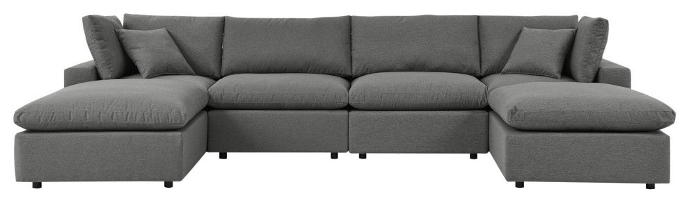 Modular Lounge Sectional Deep Sofa Set, Charcoal Gray, Modern, Outdoor