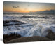 Troubled Sunset Sea Waves, Beach Photo Canvas Print, 20"x12"