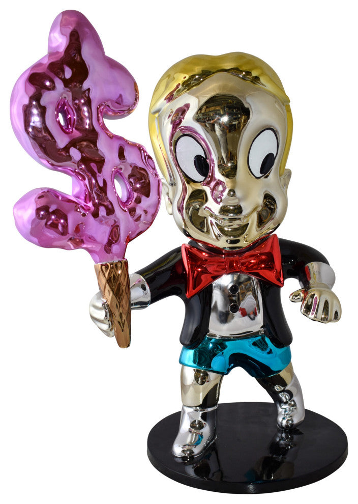 Cartoon Monopoly Boy with Money Cotton Candy Resin Statue Size: 15" x 24" x 31