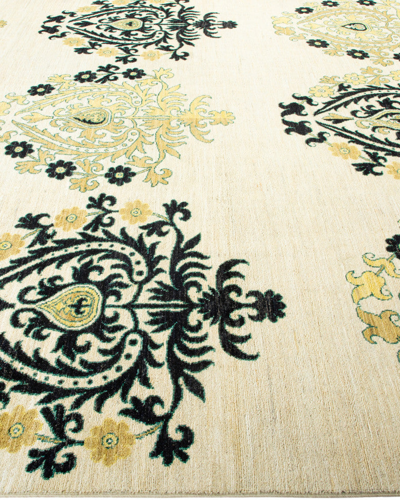 Eclectic, One-of-a-Kind Hand-Knotted Area Rug Ivory, 8' 5" x 10' 4"